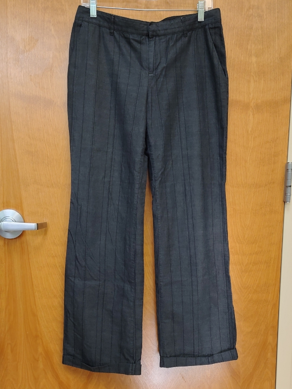 Calvin Klein Charcoal Gray And Black Pinstripe Trouser Pants